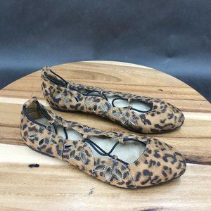 Maurices Leopard Print Lace Up Ballet Flats Slip On Shoes Womens Size 6